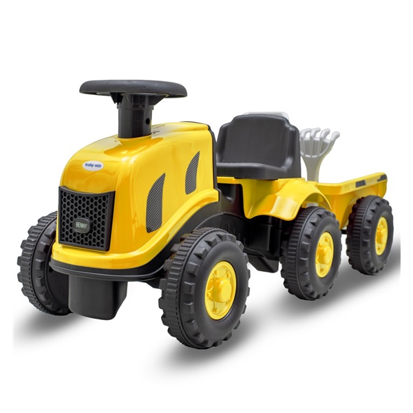 Dětské odrážedlo traktor s vlečkou Benny Baby Mix žlutý