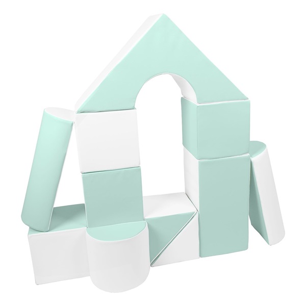 Pěnové kostky-obří stavebnice 11 ks white-mint