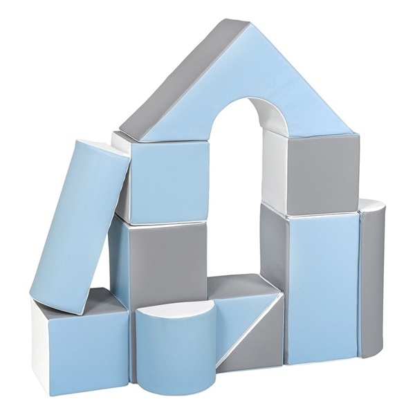 Pěnové kostky-obří stavebnice 11 ks white-baby blue-grey