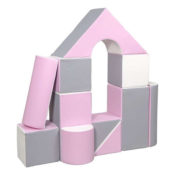 Pěnové kostky-obří stavebnice 11 ks white-light pink-grey