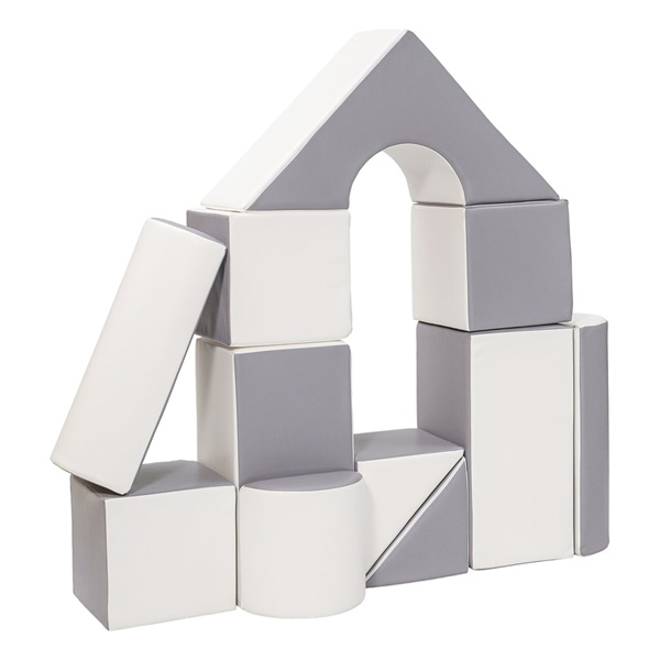 Pěnové kostky-obří stavebnice 11 ks white-grey