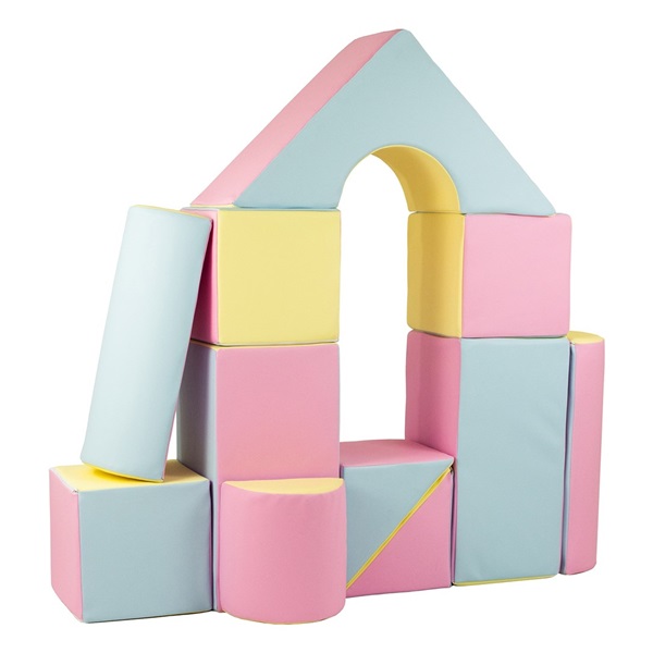Pěnové kostky-obří stavebnice 11 ks pink-blue-yellow (pastel)