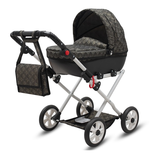 Luxusní dětský kočárek pro panenky New Baby COMFORT zlato černý