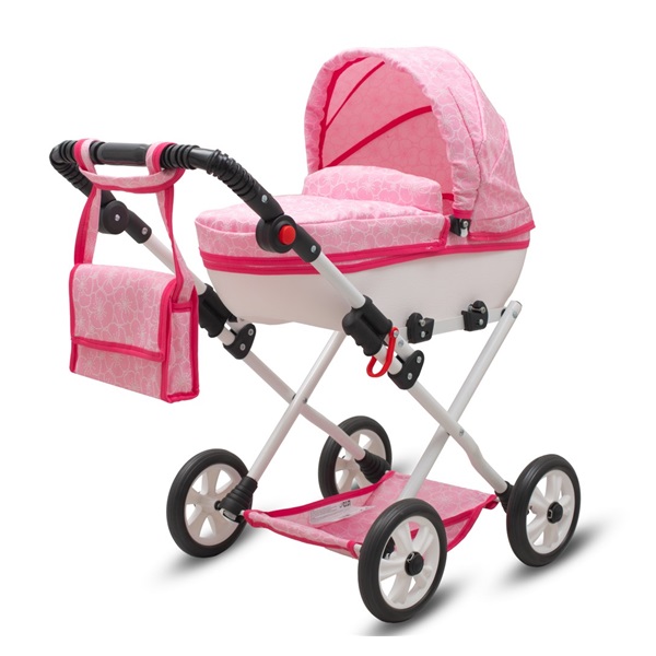 Luxusní dětský kočárek pro panenky New Baby COMFORT růžový