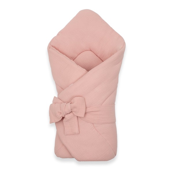 Mušelínová šněrovací zavinovačka New Baby old pink