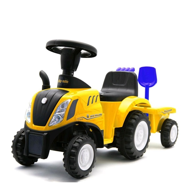 Dětské odrážedlo traktor s vlečkou a nářadím Baby Mix New Holland žlutý (zánovní)