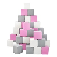 Pěnové kostky-sada 45 velkých pěnových kostek Pyramida pink white grey