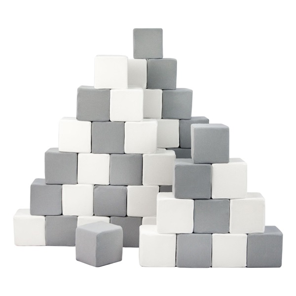 Pěnové kostky-sada 45 velkých pěnových kostek Pyramida grey white