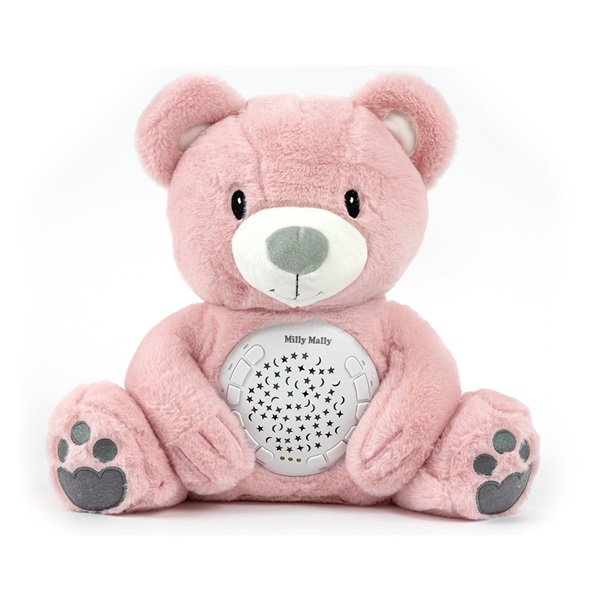 Plyšový usínáček medvídek s projektorem Milly Mally Bear pink