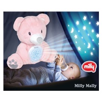Plyšový usínáček medvídek s projektorem Milly Mally Bear pink