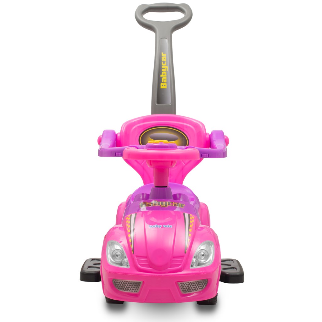 Dětské odrážedlo s vodící tyčí 3v1 Baby Mix Mega Car růžové (poškozený obal)