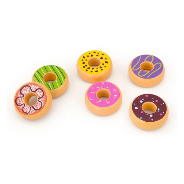 Dětská dřevěná hračka Viga sada 6 dřevěných donutů