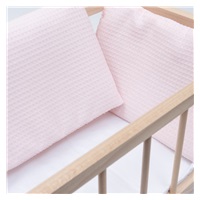 Dřevěná postýlka-kolébka pro panenky s povlečením Baby Mix