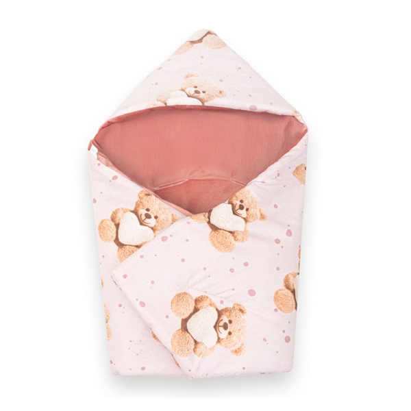 Zateplená zavinovačka do autosedačky New Baby Love Teddy Bear pink