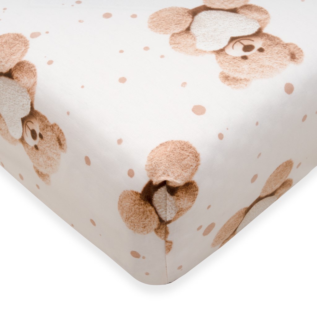 Bavlněné prostěradlo do postýlky New Baby Love Teddy Bear 120x60cm beige