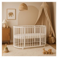 Dětská rostoucí postýlka 3v1 oválná + matrace New Baby bílá