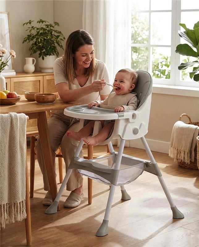 BABY MIX Jídelní židlička Baby Mix Nora dusty grey