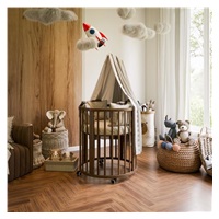 Dětská rostoucí postýlka 3v1 oválná + matrace New Baby ořechová