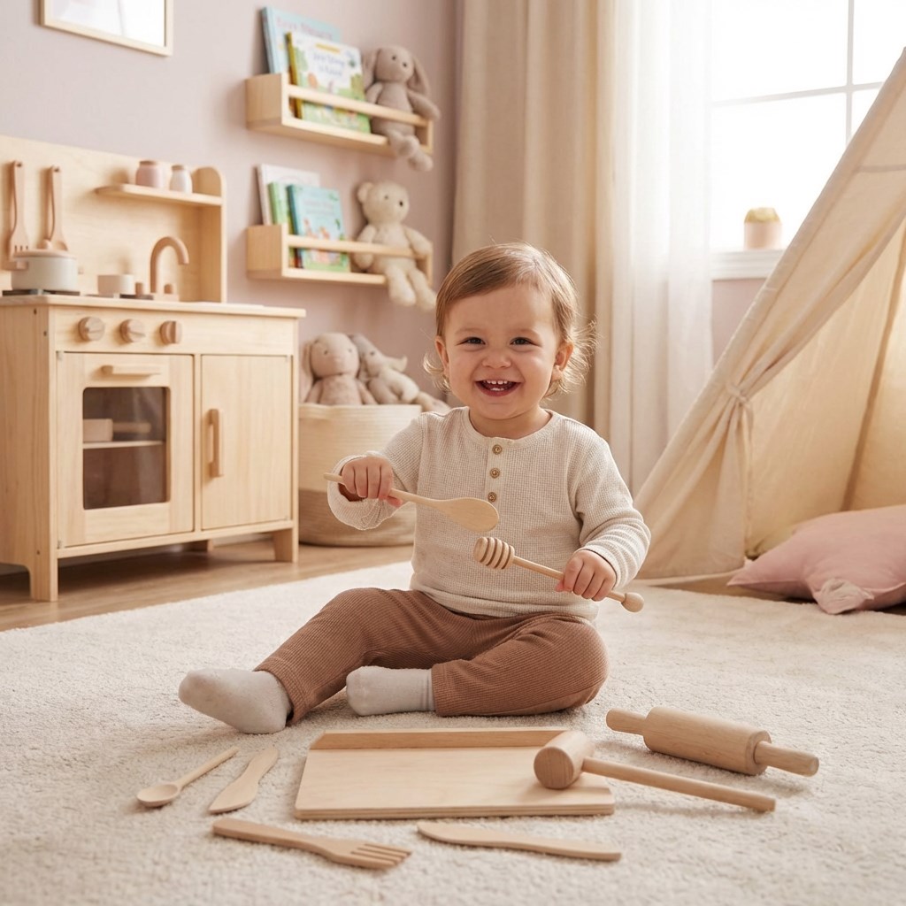 Dřevěná kuchyňská sada pro malé šéfkuchaře Baby Mix