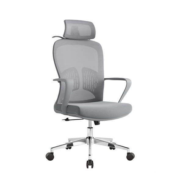 Kancelářská židle Baby Mix ergonomická s opěrkou hlavy a bederní oporou šedá