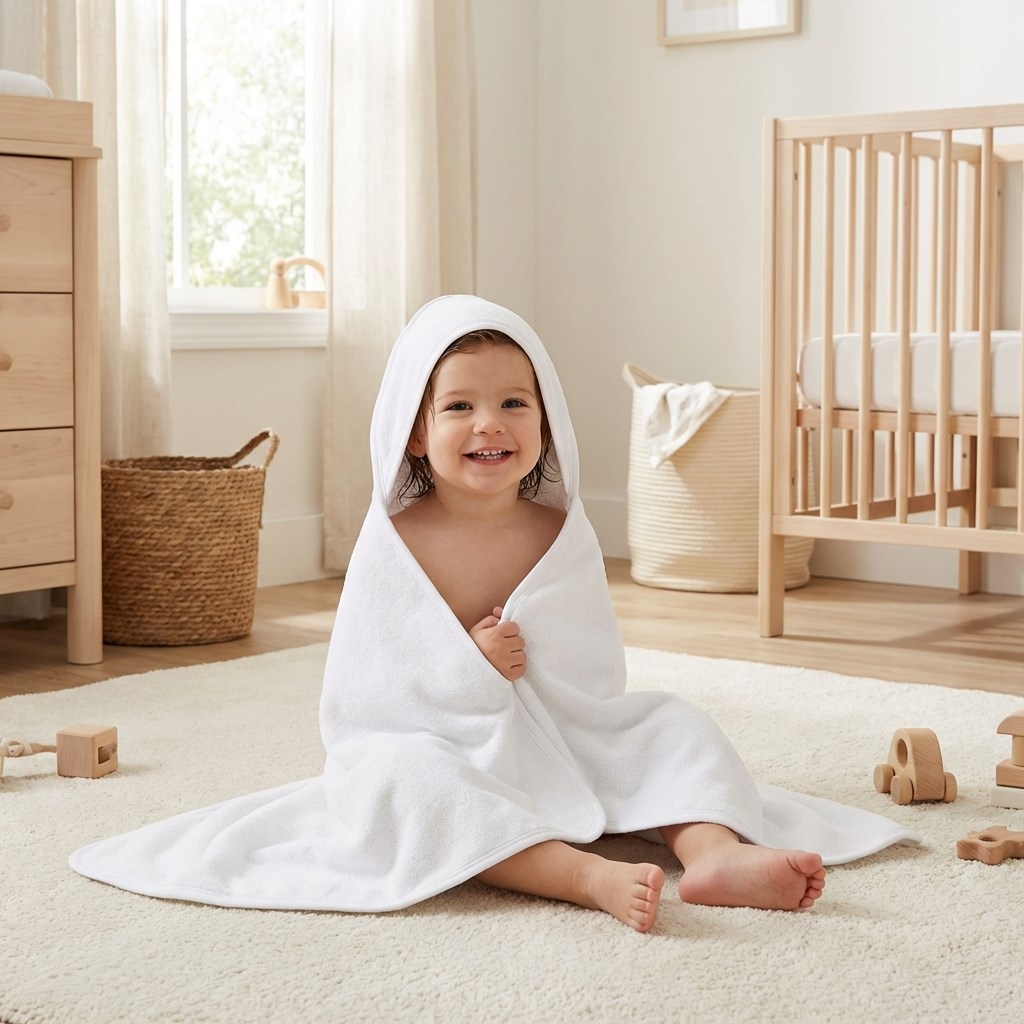 Dětská froté osuška s kapucí New Baby 100×100 cm white