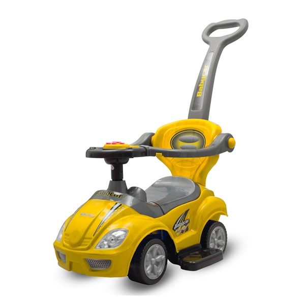 Dětské odrážedlo s vodící tyčí 3v1 Baby Mix Mega Car žluté (Poškozený obal)