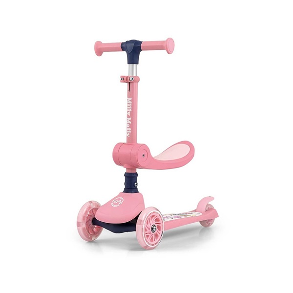 Tříkolová balanční koloběžka-scooter se sedátkem FUZZY Milly Mally pink