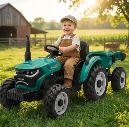Dětský elektrický traktor HUGE Baby Mix zelený (poškozený obal)