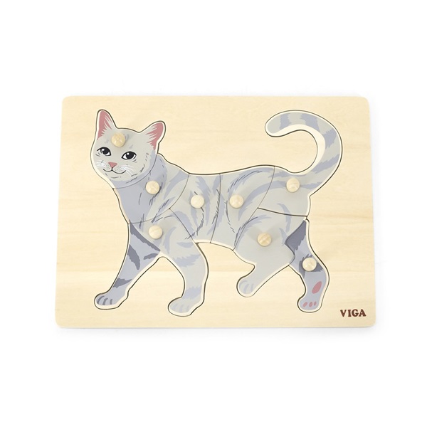 Dětské dřevěné puzzle s úchyty Viga Cat