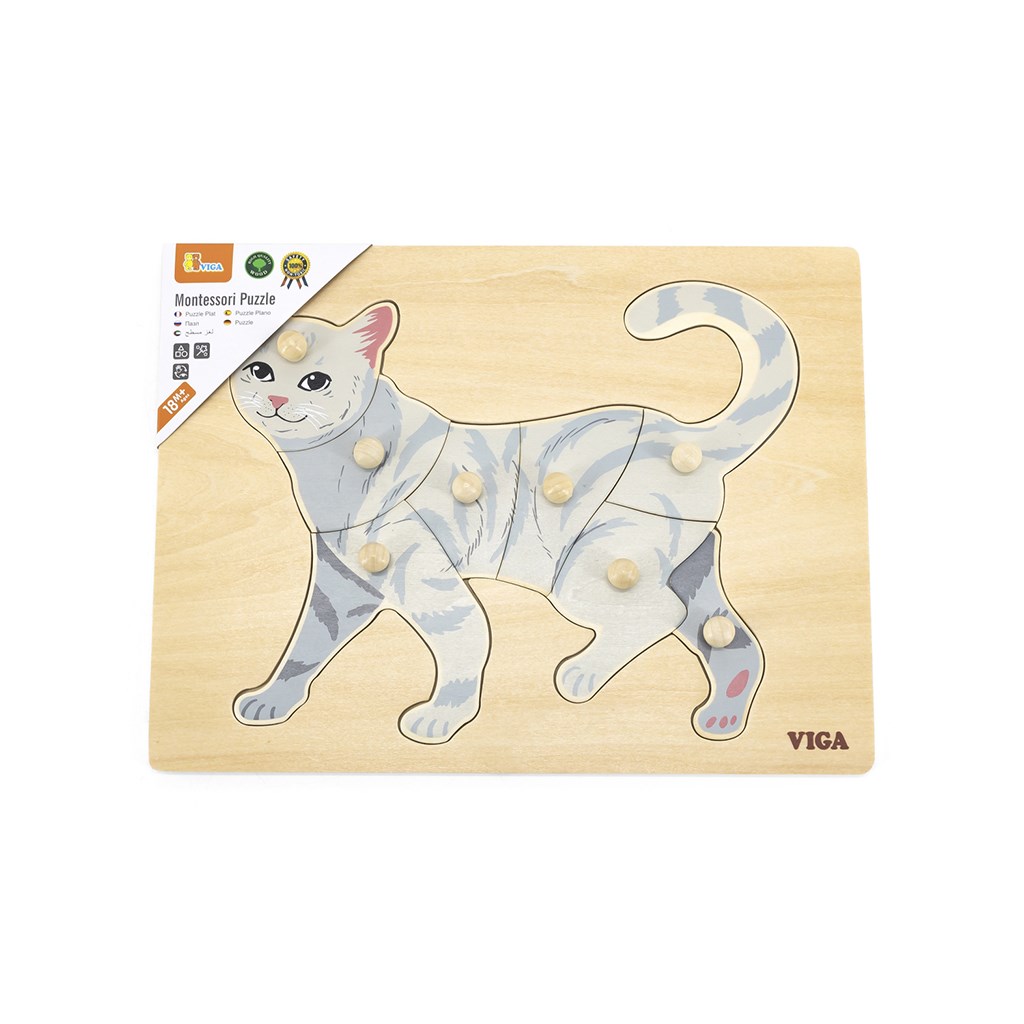 Dětské dřevěné puzzle s úchyty Viga Cat