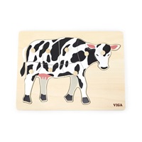 Dětské dřevěné puzzle s úchyty Viga Cow