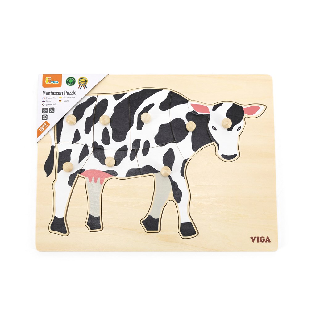 Dětské dřevěné puzzle s úchyty Viga Cow
