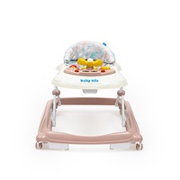 Dětské chodítko Baby Mix s volantem a silikonovými kolečky růžové (Zánovní)