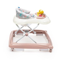 Dětské chodítko Baby Mix s volantem a silikonovými kolečky růžové (Zánovní)