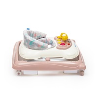 Dětské chodítko Baby Mix s volantem a silikonovými kolečky růžové (Zánovní)