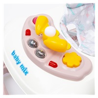Dětské chodítko Baby Mix s volantem a silikonovými kolečky růžové (Zánovní)