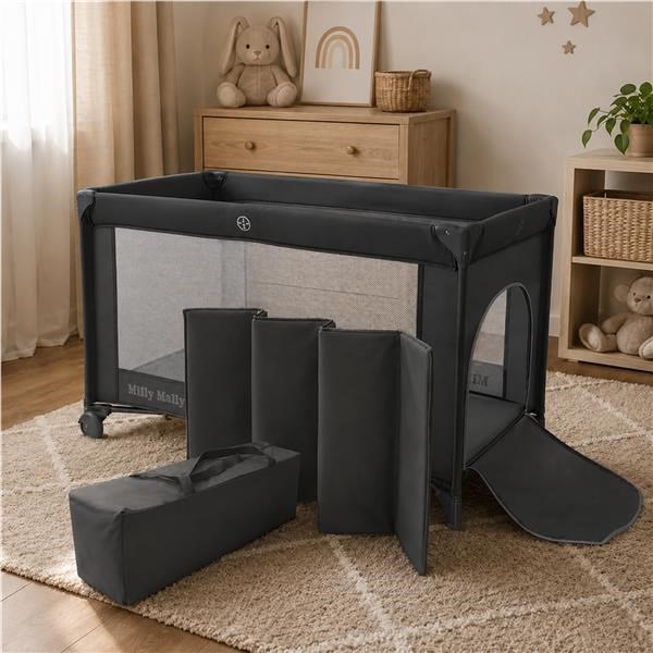 Dětská cestovní postýlka Milly Mally Mirage v přenosné tašce dark grey