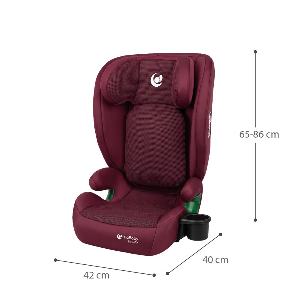 IslaBaby SafiroFix i-Size – autosedačka 100–150 cm, 15–36 kg s ISOFIX | Mesh Burgundy 2026