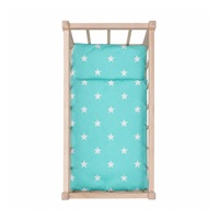 Dřevěná postýlka-kolébka pro panenky s povlečením Baby Mix stars mint