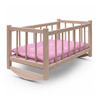 Dřevěná postýlka-kolébka pro panenky s povlečením Baby Mix stars pink