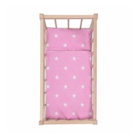 Dřevěná postýlka-kolébka pro panenky s povlečením Baby Mix stars pink