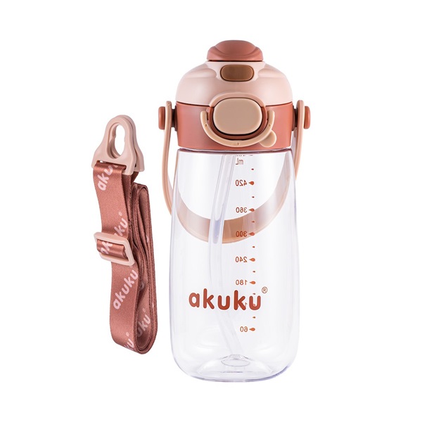 Školní láhev s brčkem Akuku 480 ml  mocha