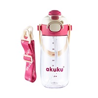 Školní láhev s brčkem Akuku 480 ml pink