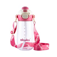 Školní láhev s brčkem Akuku 480 ml pink
