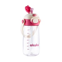 Školní láhev s brčkem Akuku 480 ml pink