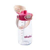 Školní láhev s brčkem Akuku 480 ml pink