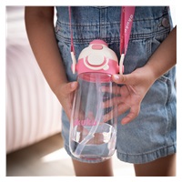 Školní láhev s brčkem Akuku 480 ml pink