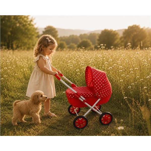 Dětský kočárek pro panenky New Baby Anička red