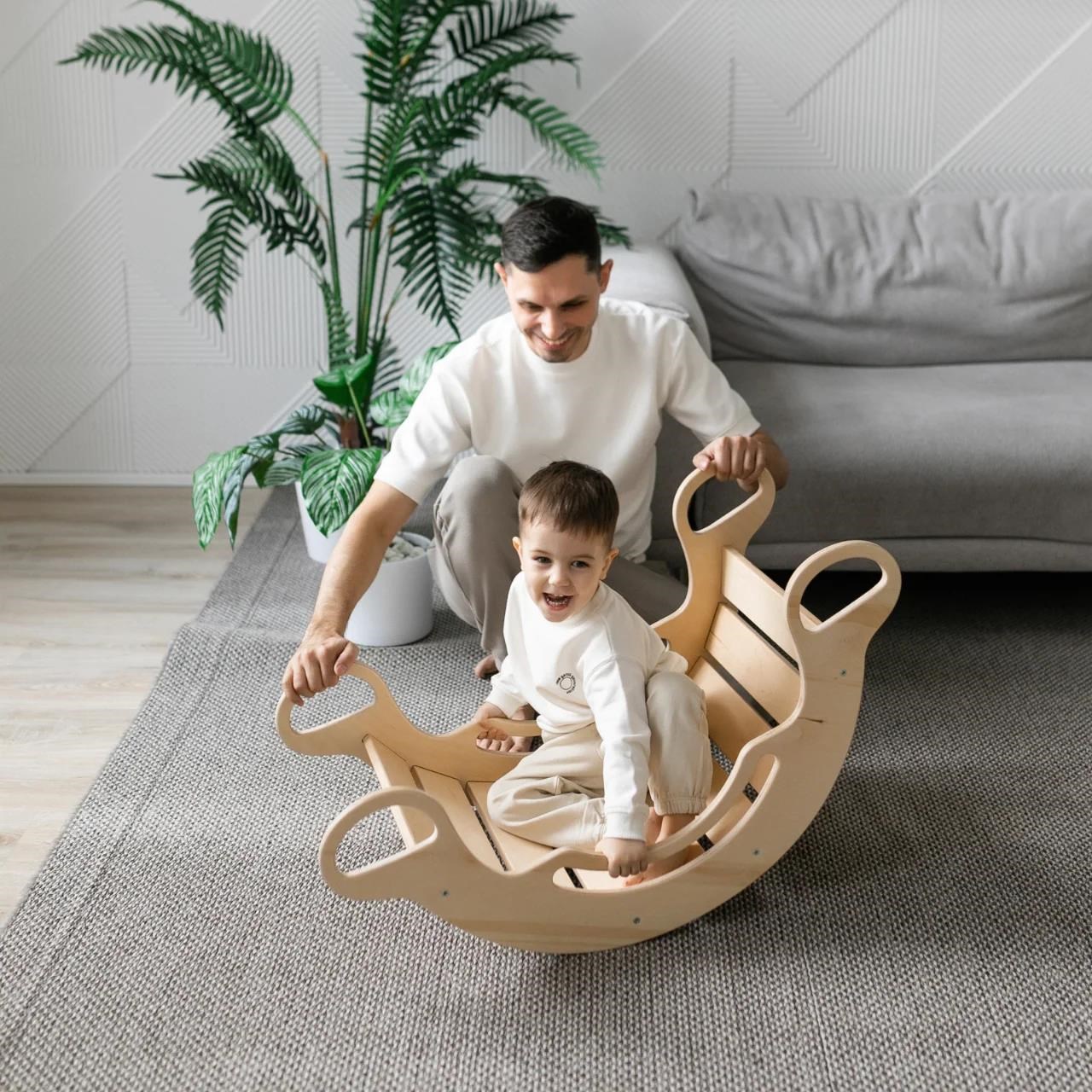 Dřevěná Montessori balanční houpačka přírodní