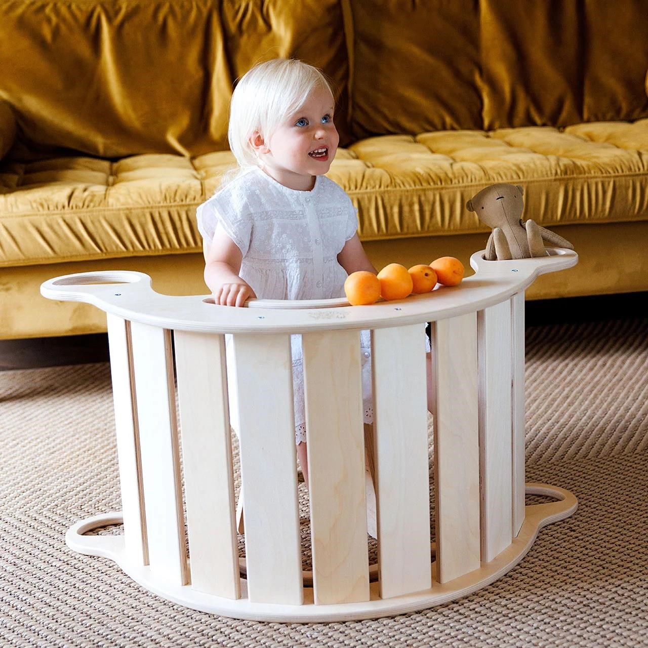 Dřevěná Montessori balanční houpačka přírodní